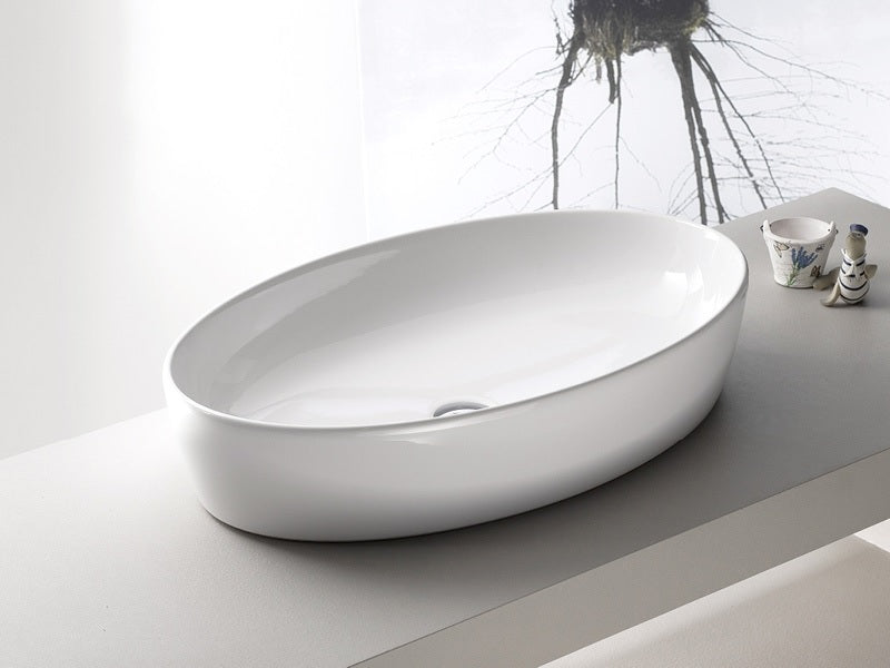 Мивка за плот One 67х43 см. в бял керамичен дизайн за онлайн магазин за обзавеждане за бани KERANOVA