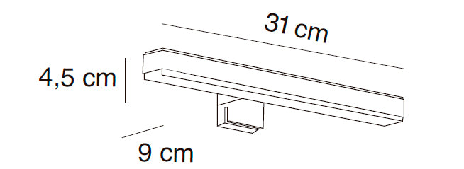 LED аплик 7662 Chrome - хромен LED аплик 31x9x4.5 см, 8W, 880 лумена, 5200K, IP44, онлайн магазин за обзавеждане за бани KERANOVA