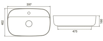 Мивка за плот Aqua 60х40 см. върху плот Aqua 77100 Turkuaz Seramik 59,7х40,2х16 см — онлайн магазин за обзавеждане за бани KERANOVA