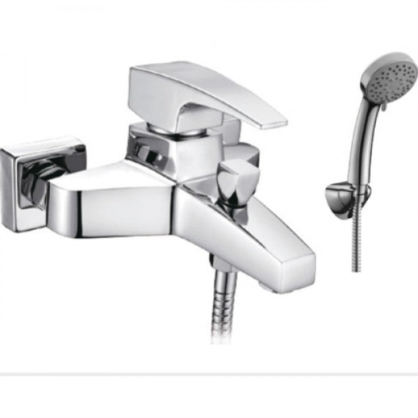 Смесител за вана/душ Luis - хромиран стенен комплект със слушалка, шлаух и държач от онлайн магазин за обзавеждане за бани KERANOVA