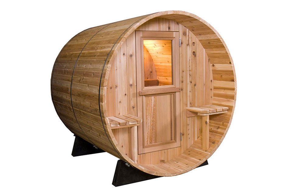Градинска сауна Rustic от червен кедър 245x185x200 см - 7+1FT | барел сауна от първокачествен червен кедър за външен/вътрешен монтаж - KERANOVA