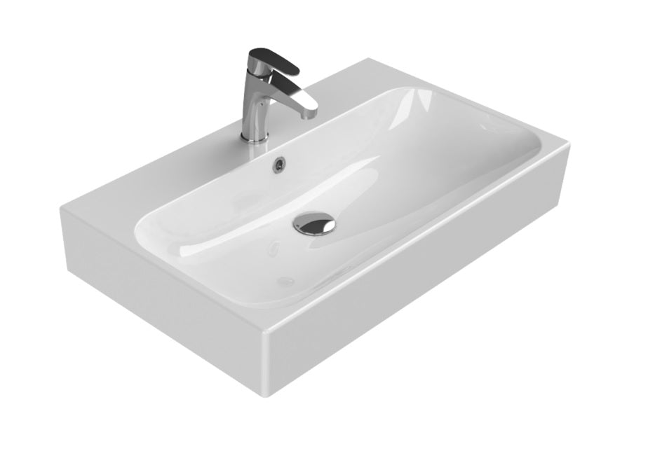 Мивка за плот Pinto 75х47 см. бяла керамична мивка за плот или стена Pinto 80000 Turkuaz 76x46,5x13 см. Онлайн магазин за обзавеждане за бани KERANOVA