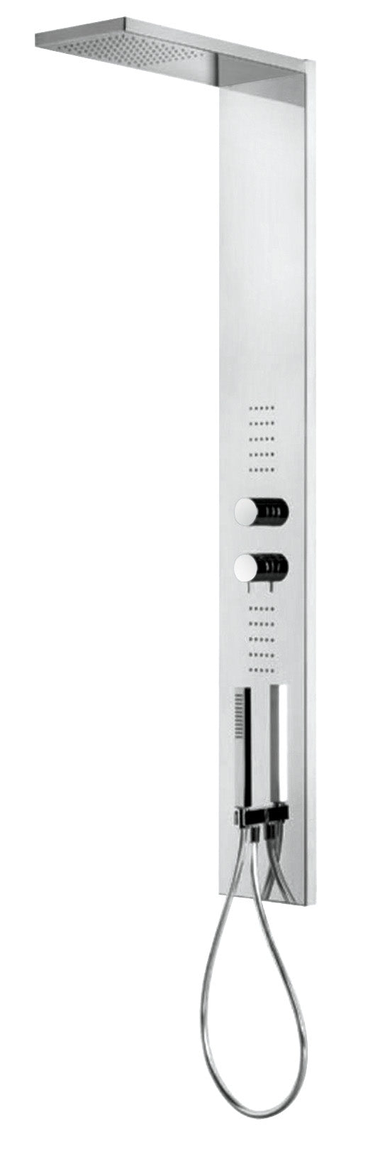 Aquastar Mirror - Aquaviva ултра тънък душ панел от полирана неръждаема стомана 20x150 см с термостатичен смесител и ръчен душ