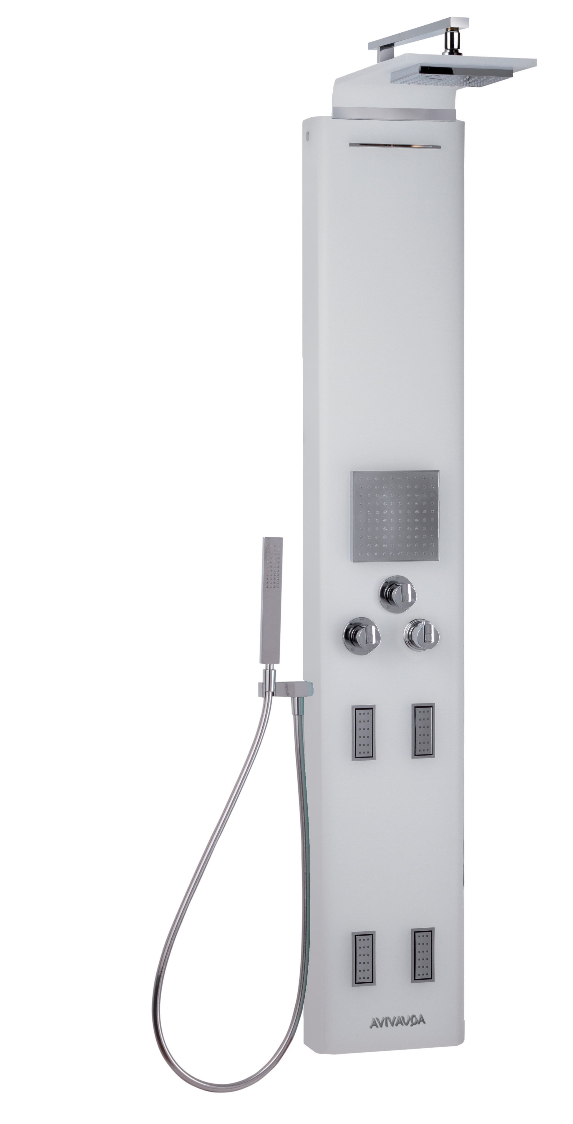 Aquastar B/W - Aquaviva хидромасажен душ панел бял или черен 26x162 см термостатичен смесител стационарен душ ръчен душ KERANOVA