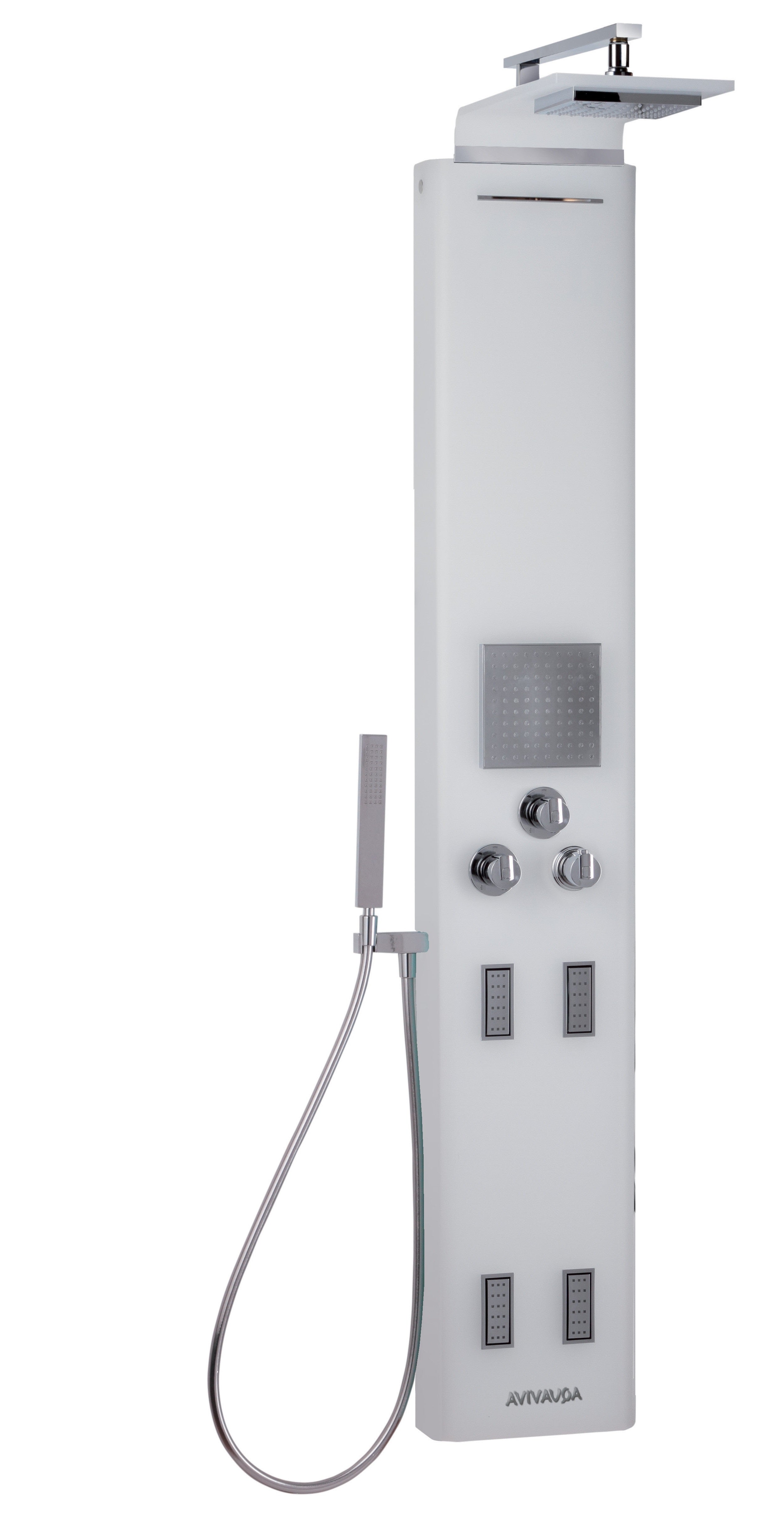 Aquastar B/W - Aquaviva хидромасажен душ панел бял или черен 26x162 см термостатичен смесител стационарен душ ръчен душ KERANOVA