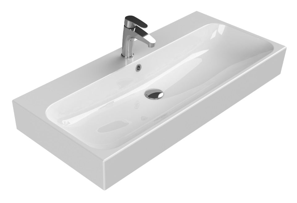 Alt Tag: Мивка за плот Pinto 100х46 см. бяла керамична мивка за плот/стена Pinto 80300 Turkuaz Seramik 100,5х46х13 см - KERANOVA онлайн магазин