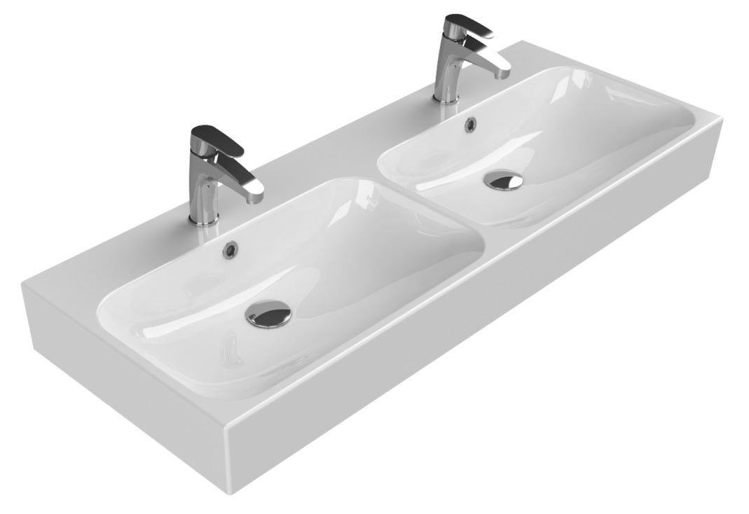 Мивка за плот Pinto 120х46 см. от Turkuaz Seramik 120,5х46,5х13,5 см за монтаж върху плот или стена - онлайн магазин KERANOVA