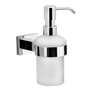 8801 дозатор за течен сапун стенен хром и мат стъклен резервуар – онлайн магазин за обзавеждане за бани KERANOVA