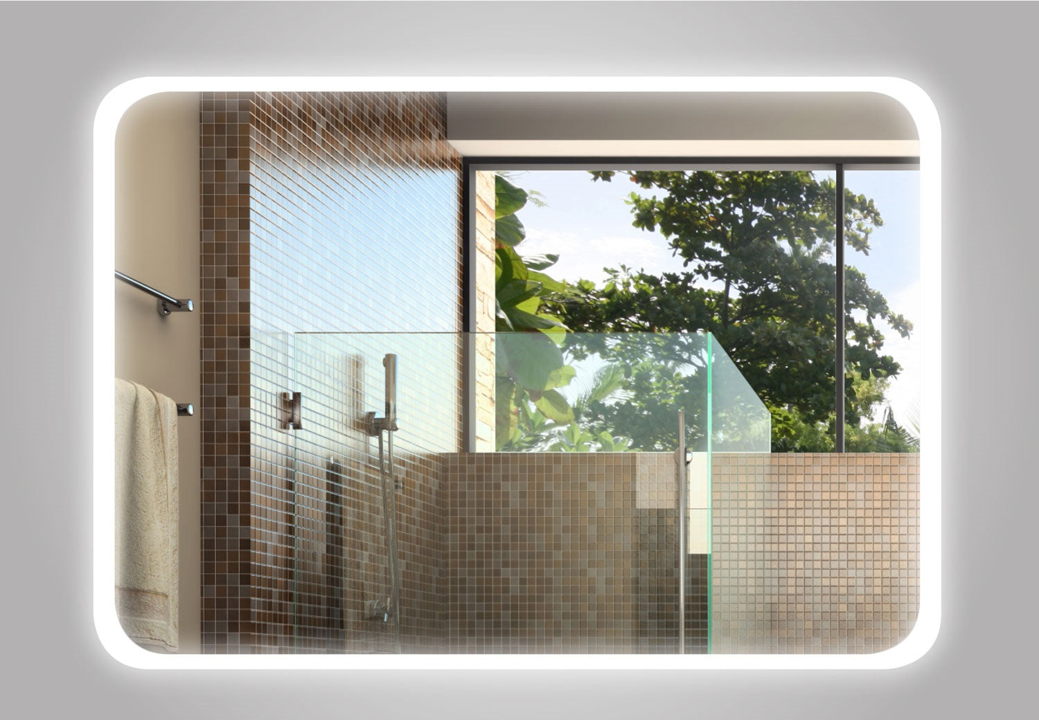 Огледало с осветление 80х60 см. LED огледало за баня с touch control и антирефлексно покритие - онлайн магазин KERANOVA