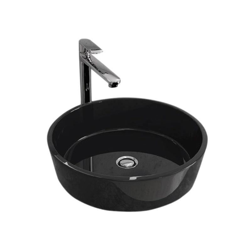 Стъклена мивка A 5006 GLASS 42х42 см. черна кръгла стъклена мивка за баня от Гърция - онлайн магазин KERANOVA