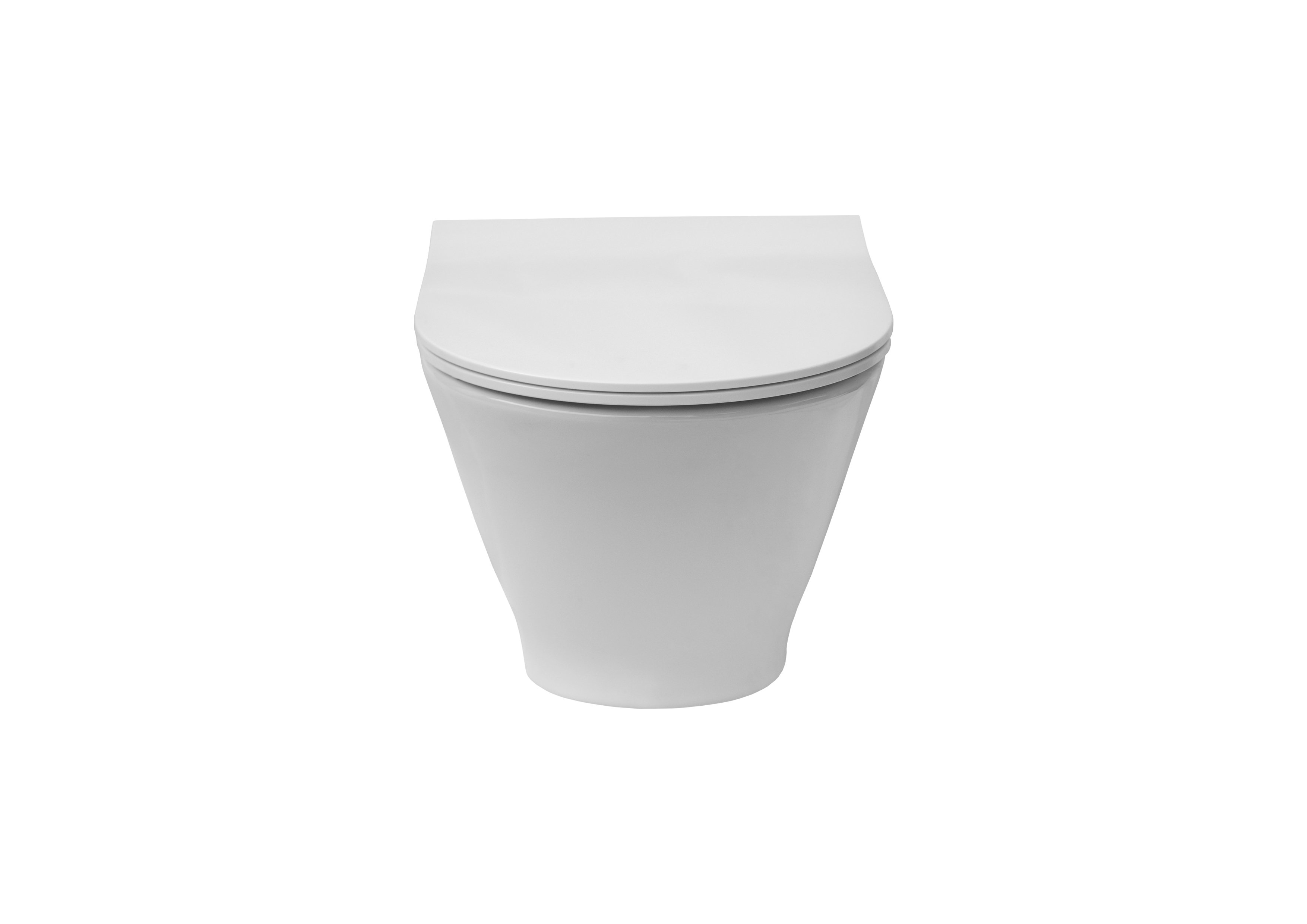 Rimless конзолна тоалетна GAP Compact Round 48 см. Roca - компактна бяла порцеланова окачена тоалетна за баня от KERANOVA