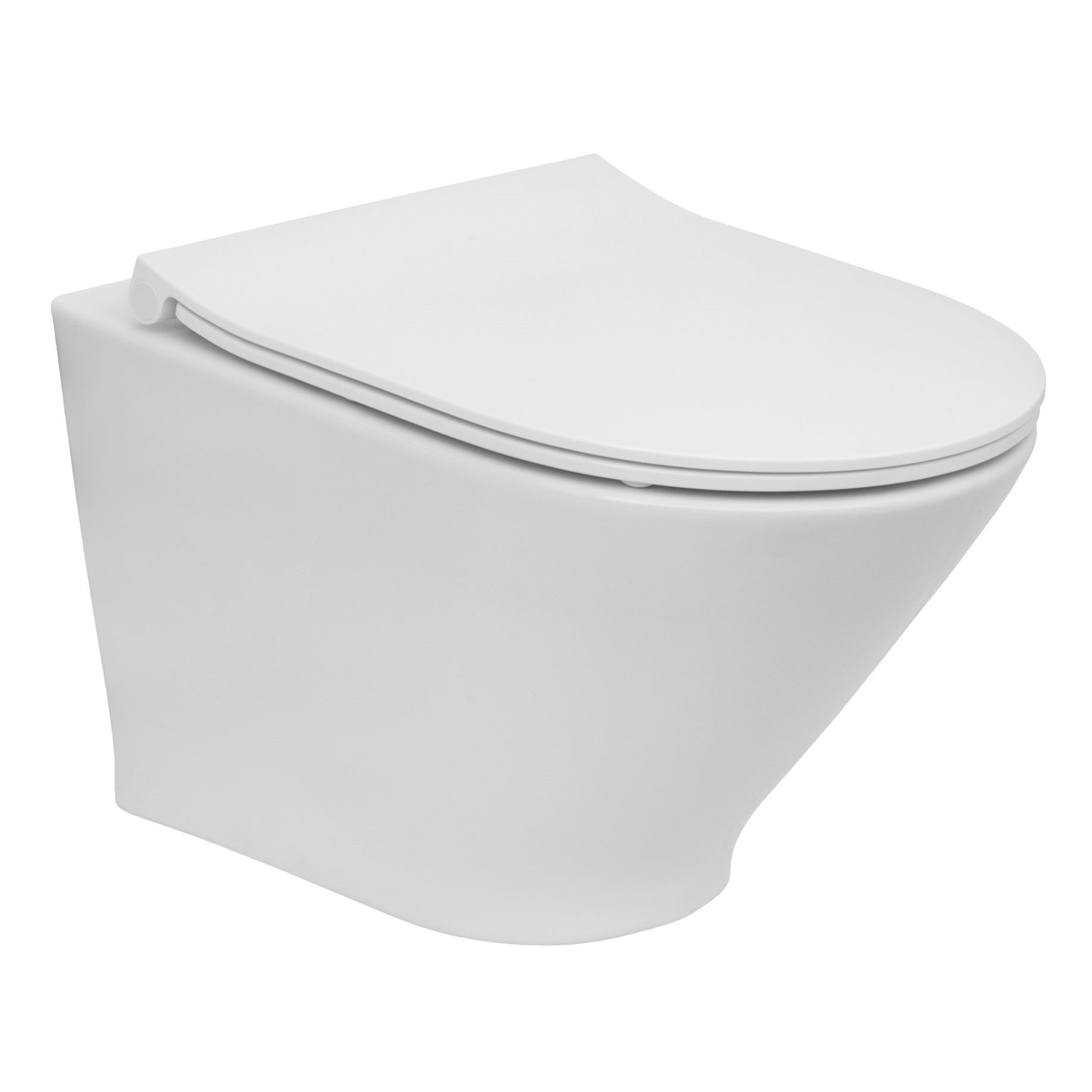 Rimless конзолна тоалетна GAP Compact Round 48 см. Roca - компактна бяла окачена тоалетна за малки бани, седалка SLIM, онлайн магазин KERANOVA