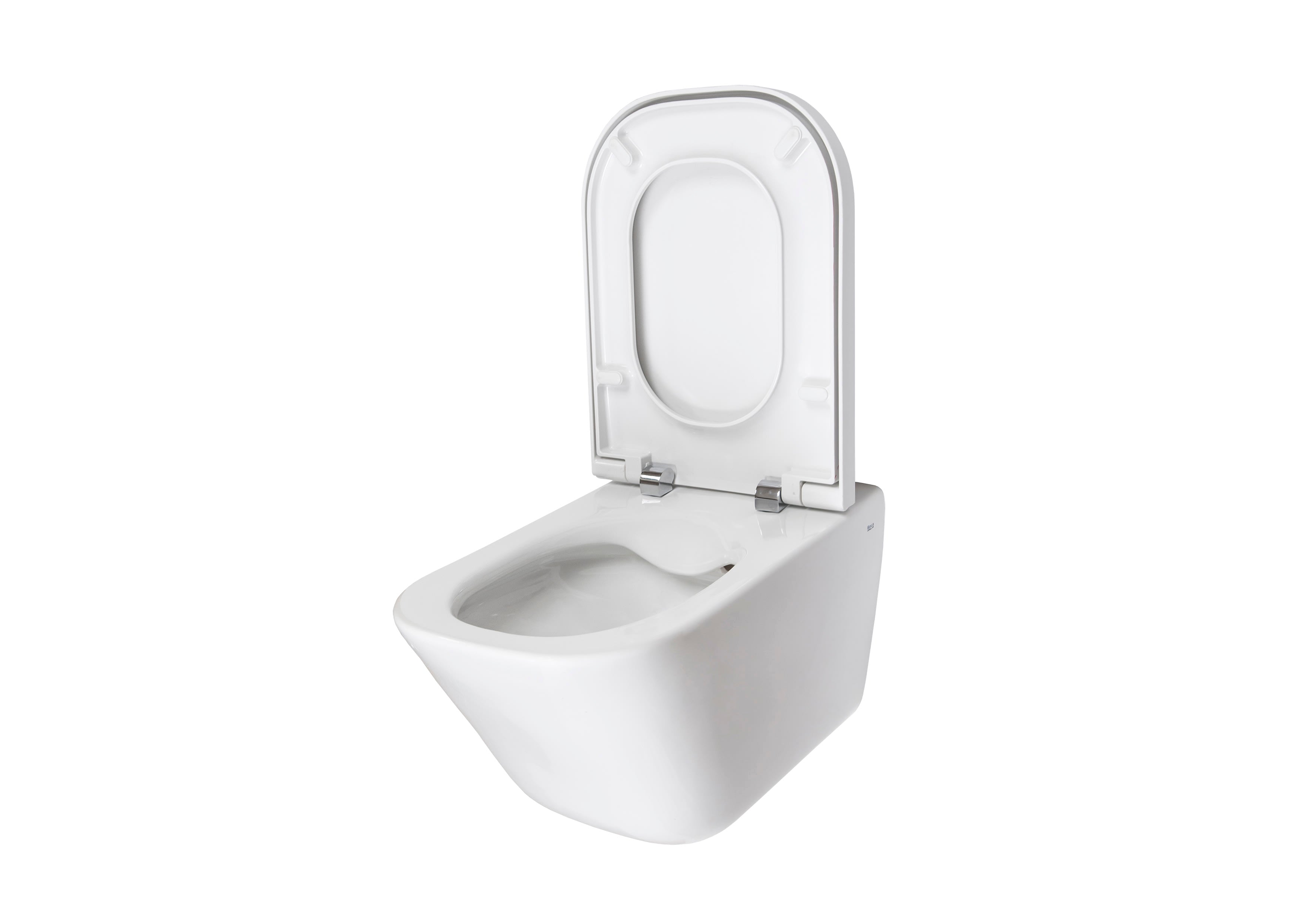 Rimless конзолна тоалетна THE GAP Square Roca - бяла компактна порцеланова конзолна тоалетна за окачване, седалка със забавено падане, KERANOVA