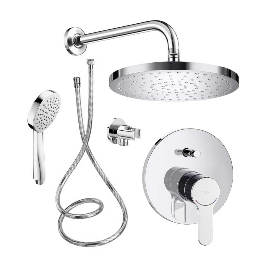 Roca L20 вграден комплект за душ хромиран голяма душ глава, слушалка, шлаух и вграден смесител - онлайн магазин KERANOVA
