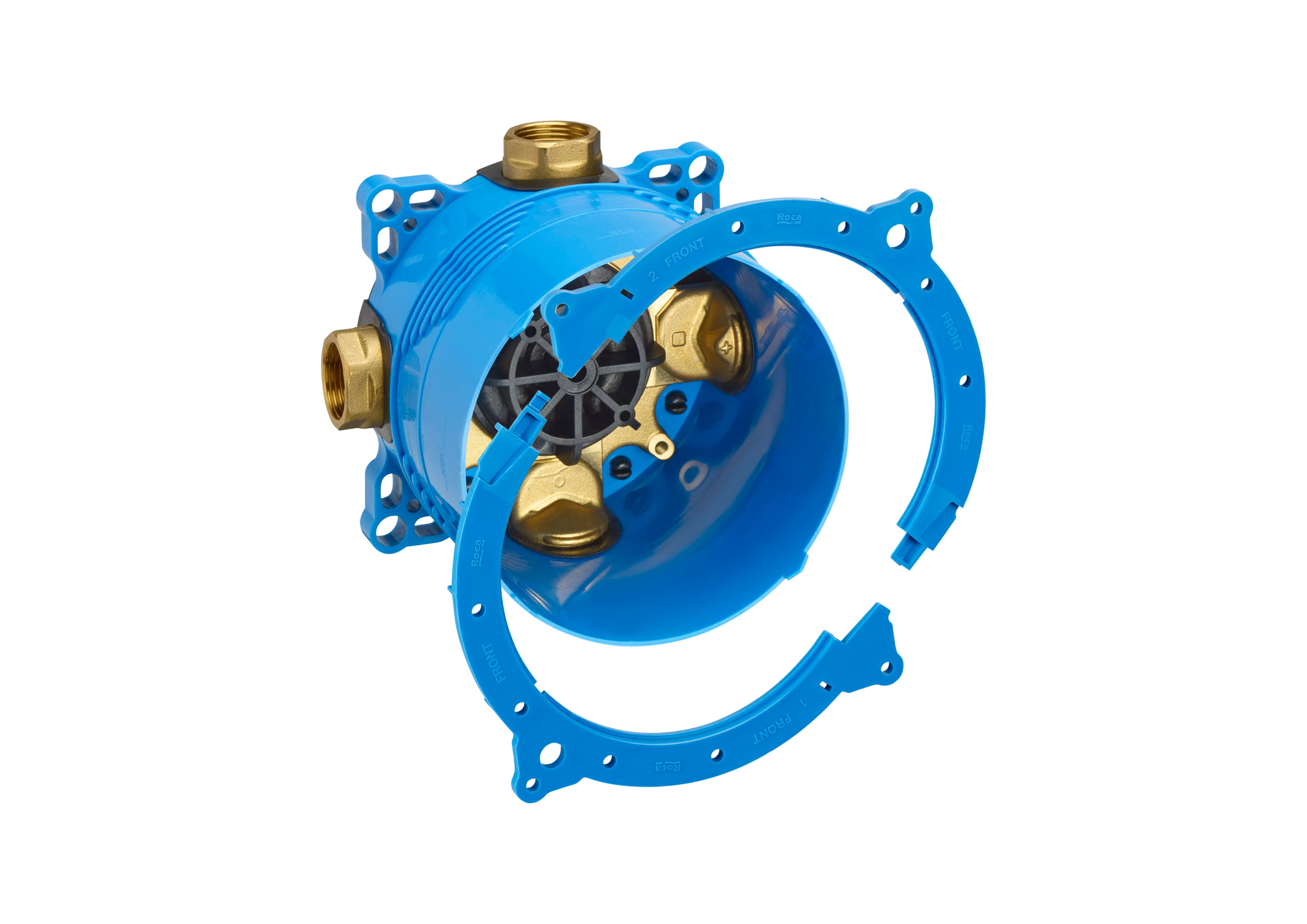 Roca Targa Brushed Brass вграден душ комплект - драскан месинг, вграден монтажен елемент за душ с кръгъл корпус - KERANOVA онлайн магазин