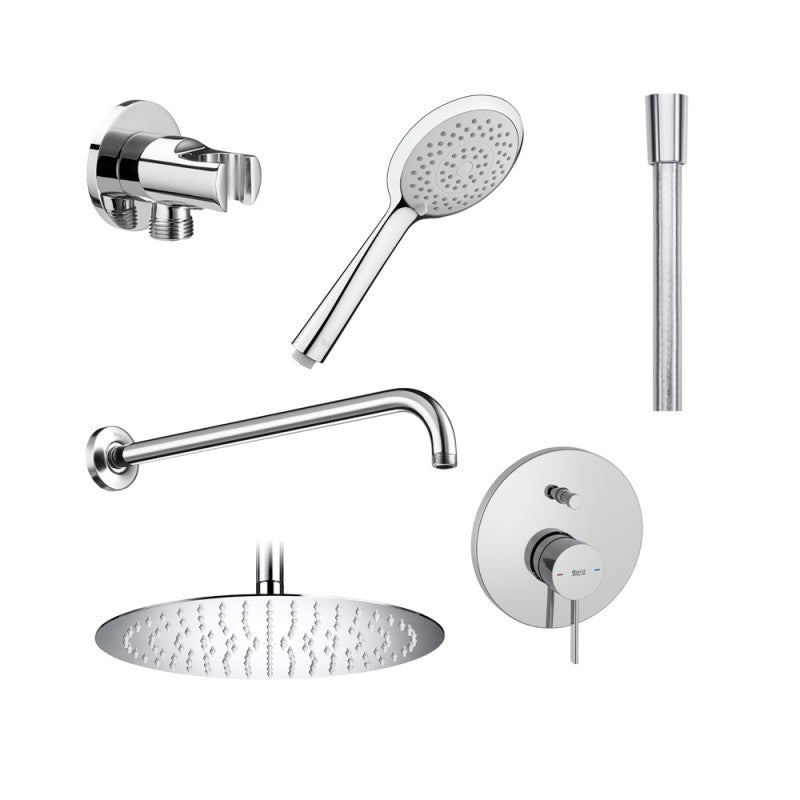 Alt Tag: Roca Ona душ комплект за вграждане с душ глава Ф30 см. хром комплект слушалка, дъждовна глава, рамо, шлаух - KERANOVA