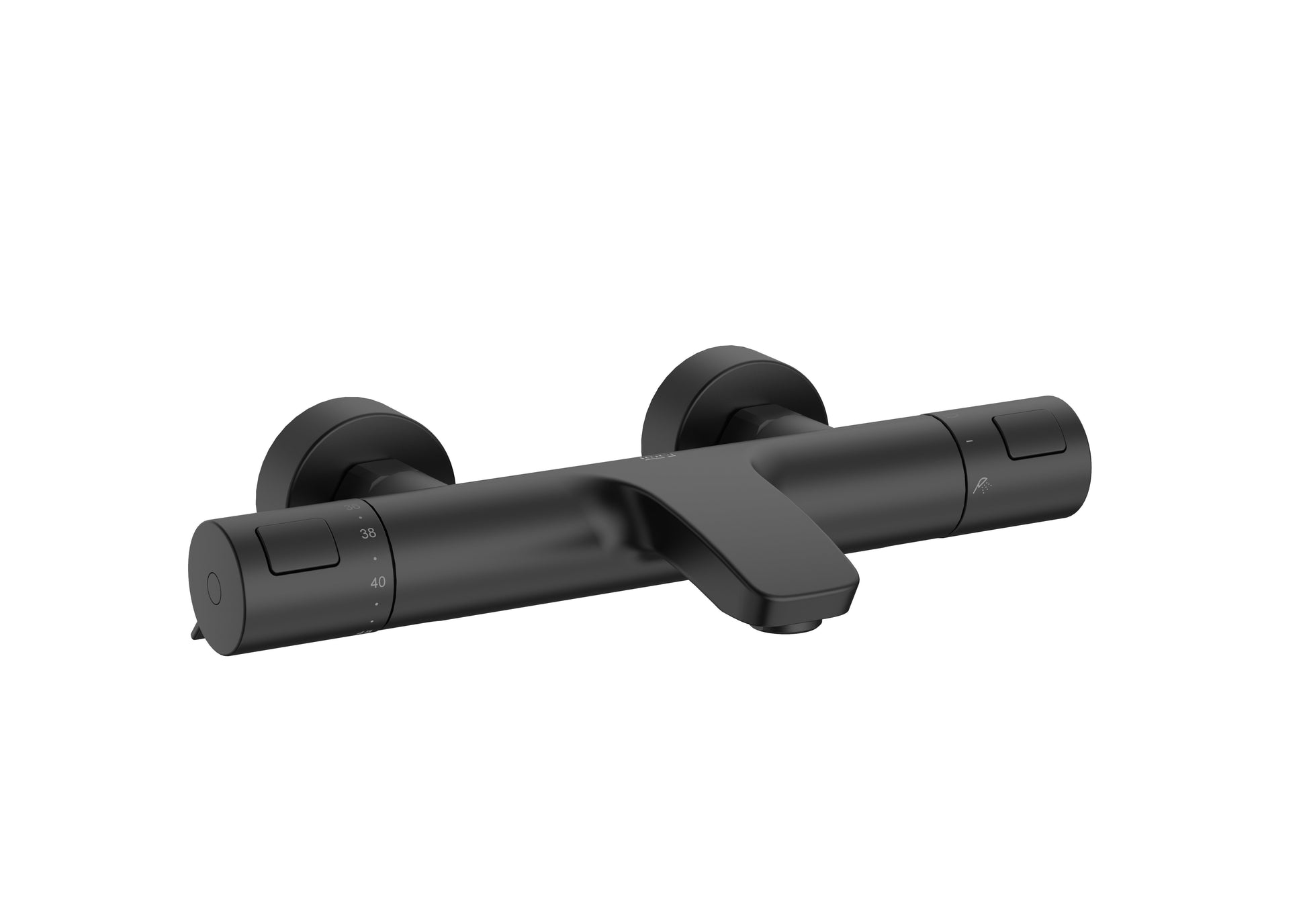 Roca T-500 Matt Black термостатичен смесител с чучур - черен мат за вана, матово черно, стенен монтаж, 3-функционална слушалка - KERANOVA