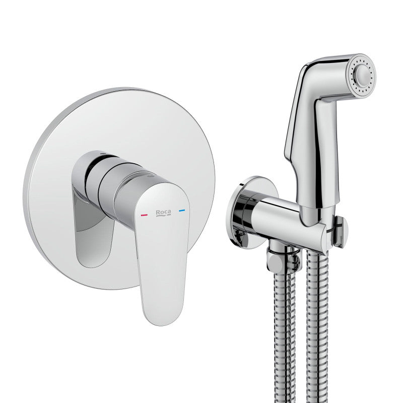 Хигиенен комплект Roca Victoria Plus Be Fresh Go - хромиран вграден смесител и хигиеничен душ за баня, онлайн магазин KERANOVA