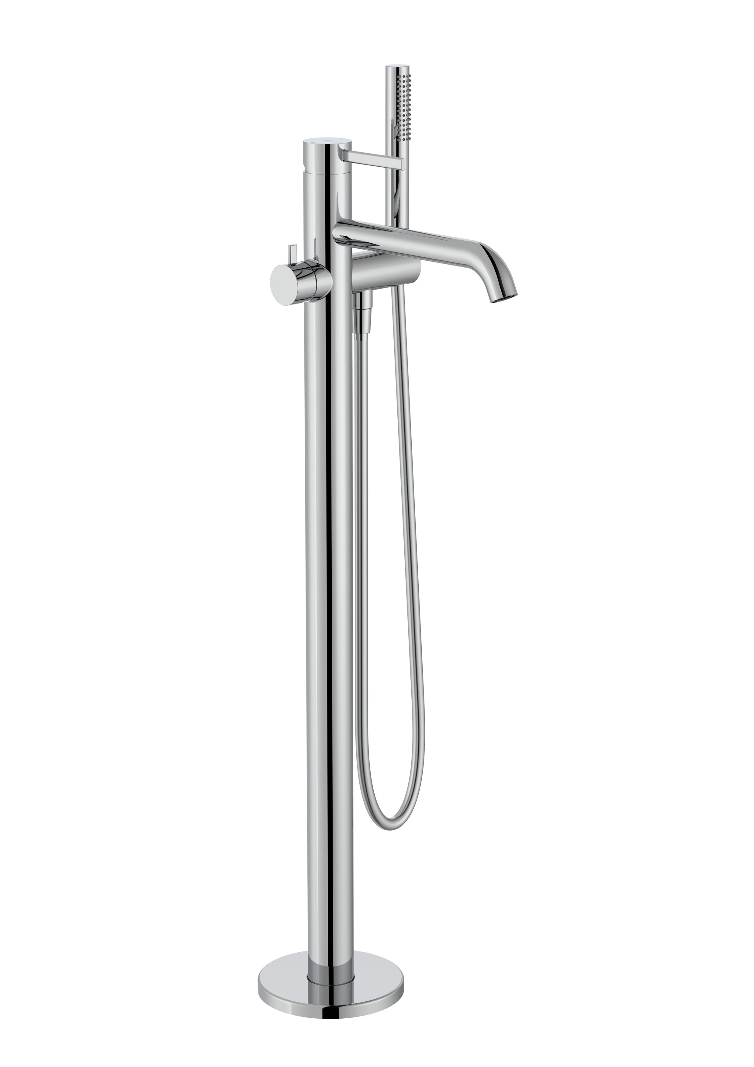 Roca Ona свободностоящ смесител за вана от KERANOVA, хром, едноръкохватков стоящ смесител с душ слушалка
