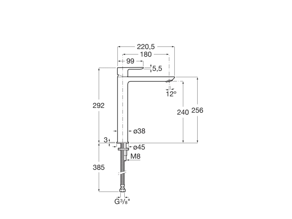 Roca Cala Matt Black - черен мат едноръкохватков смесител за умивалник, технически размери и монтажна схема, KERANOVA онлайн магазин