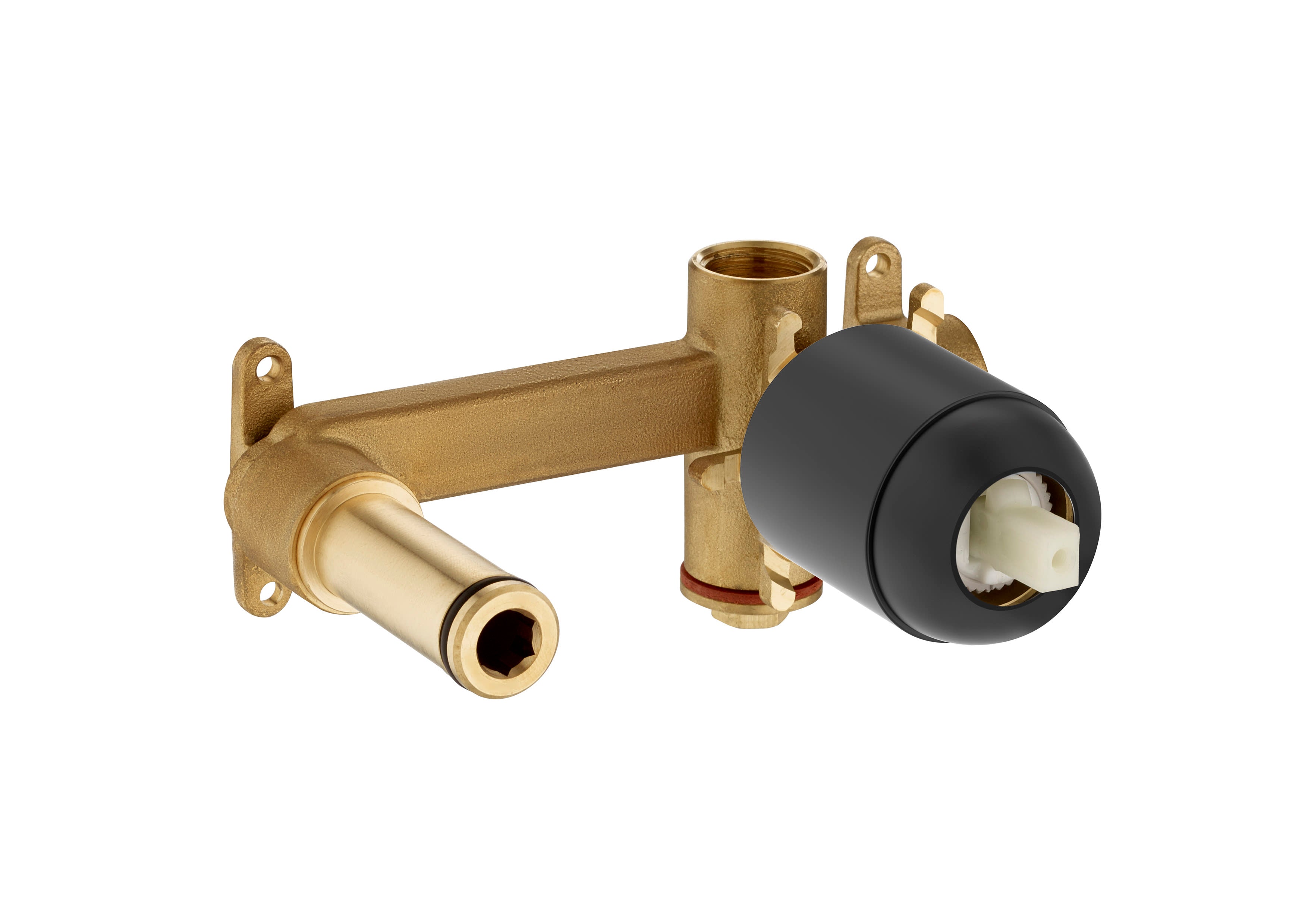 Roca Cala Matt Black - черен мат универсално тяло за вграждане и керамична глава за стенен смесител за умивалник KERANOVA