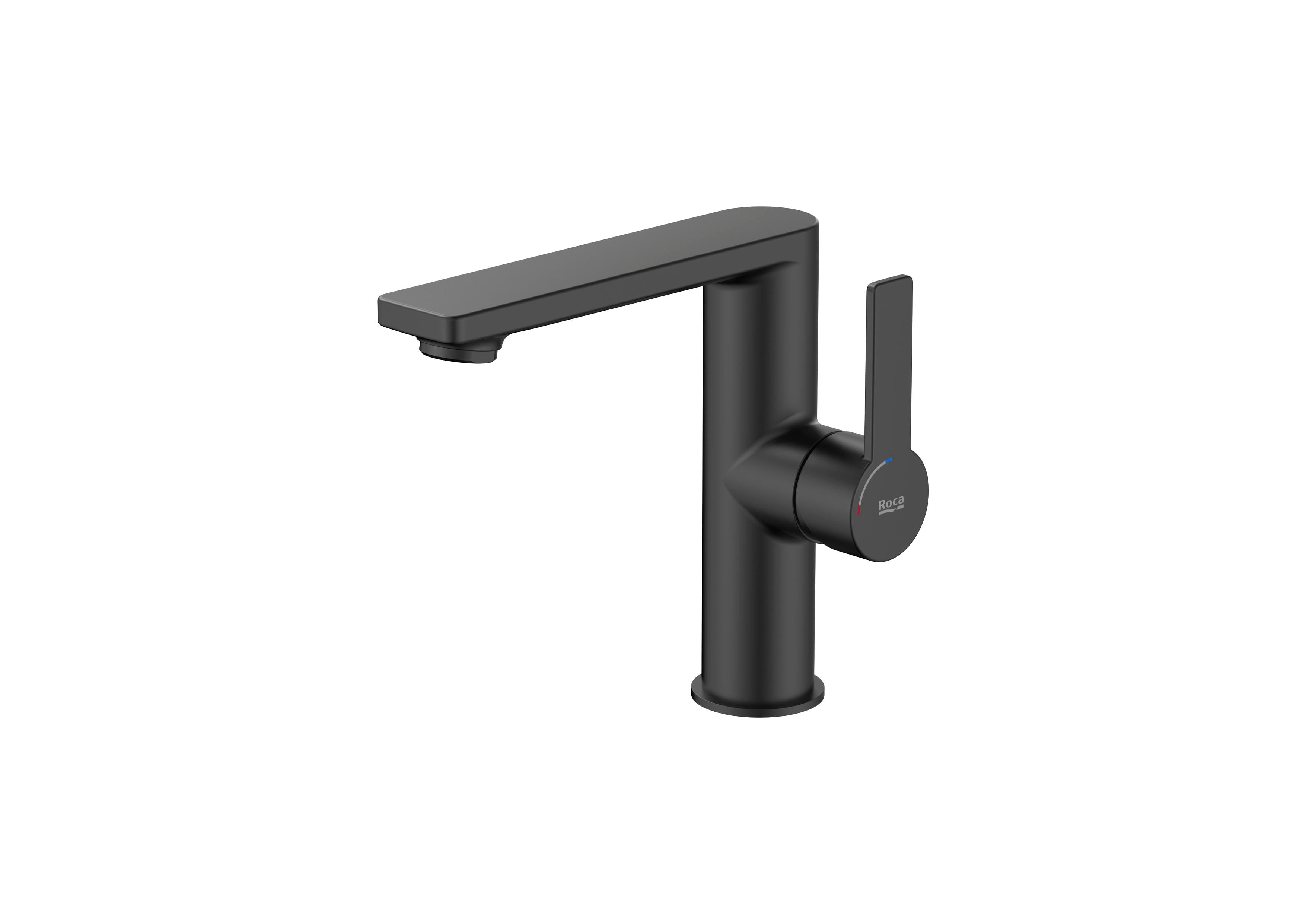 Roca Targa Matt Black смесител за мивка - едноръкохватков матов черен смесител за умивалник KERANOVA, ClickClack, керамична глава, водоспестяващ