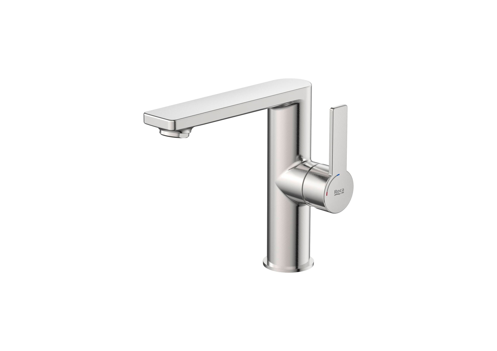 Roca Targa Stainless Steel смесител за мивка - сатен, едноръкохватков умивалник с ClickClack и керамична глава, онлайн магазин KERANOVA