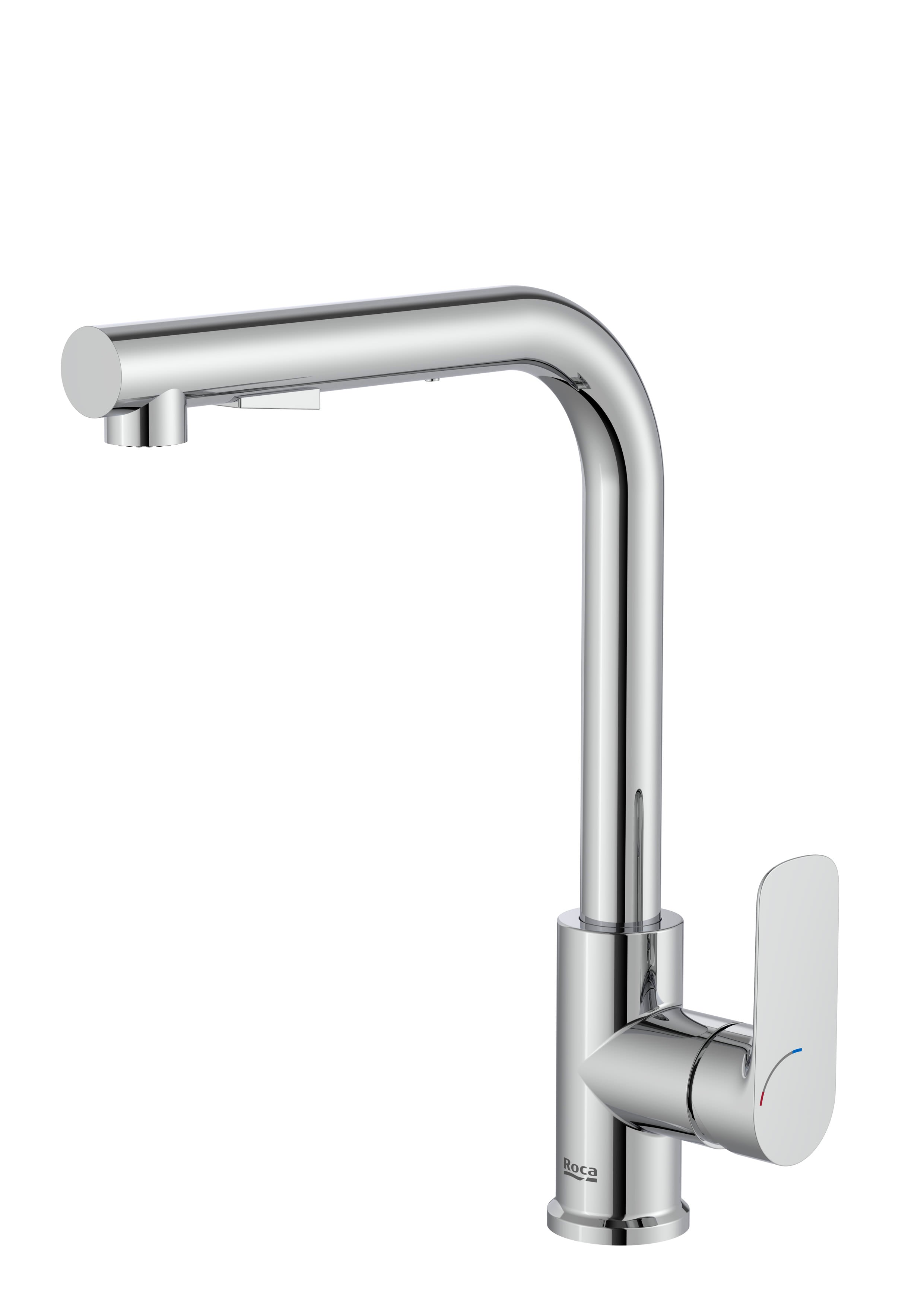 Roca Cala кухненски смесител - изтеглящ душ, хром, едноръкохватков, изваждащ чучур за кухненска мивка - KERANOVA онлайн магазин