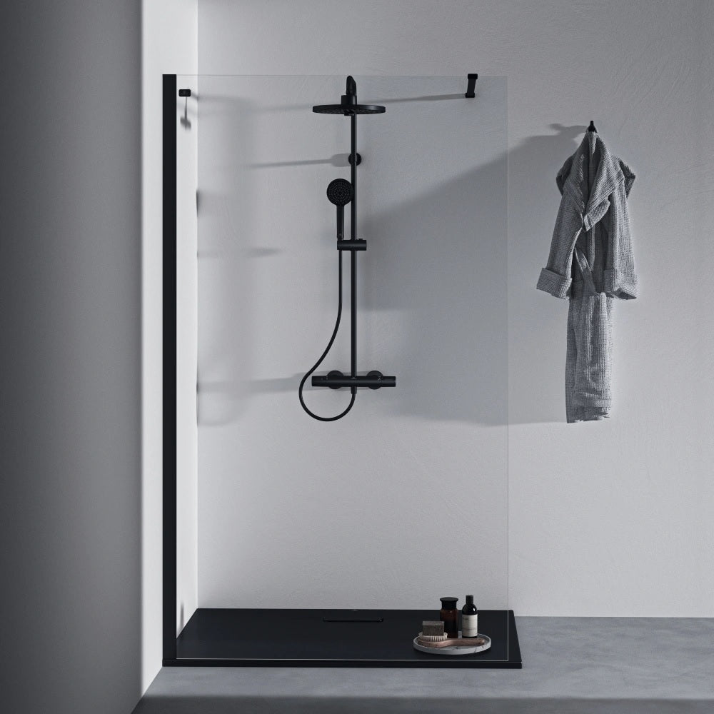 Термостатна душ колона Ceratherm T25+ Silk Black - Ideal Standard в черен матов дизайн, комплект с термостат и ръчен душ за онлайн магазин KERANOVA