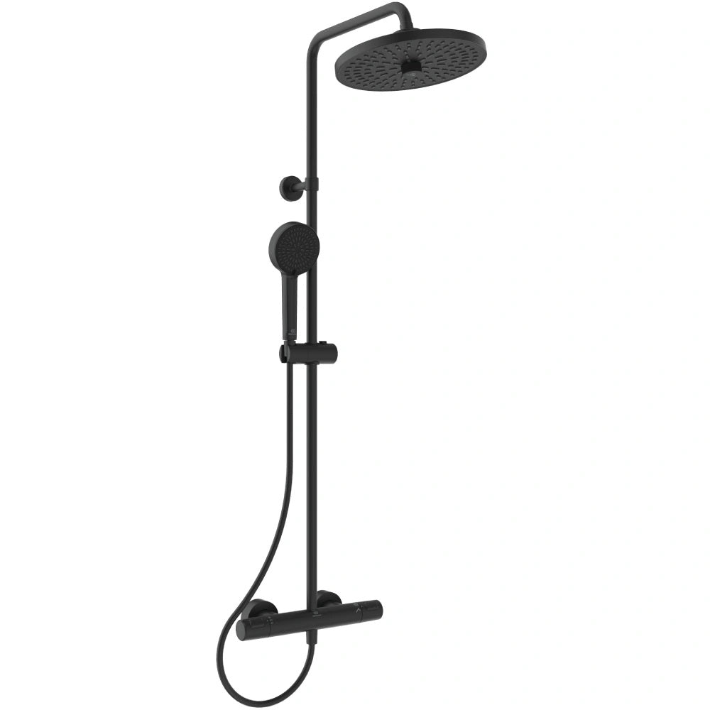 Термостатна душ колона Ceratherm T25+ Silk Black - Ideal Standard в Silk Black мат, стенен термостатен смесител за баня от KERANOVA