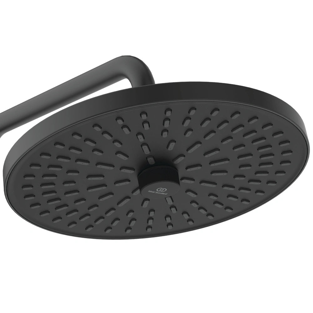 Термостатна душ колона Ceratherm T25+ Silk Black - Ideal Standard, матов черен кръгъл душ с голяма дъждовна глава за баня KERANOVA
