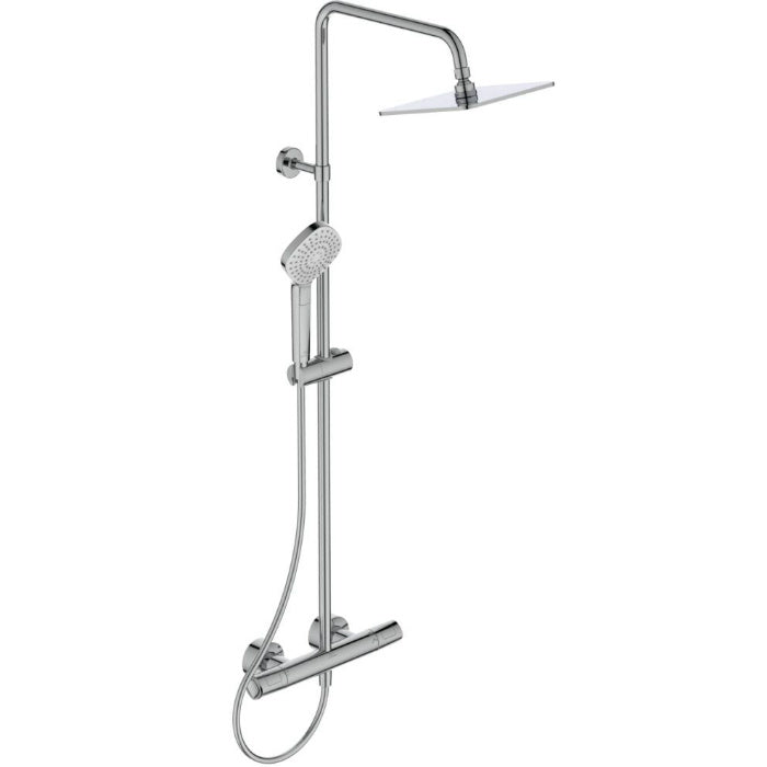 Ceratherm T100 - Ideal Standard хромирана душ система с термостатен смесител, комплект с пита и ръчен душ за KERANOVA