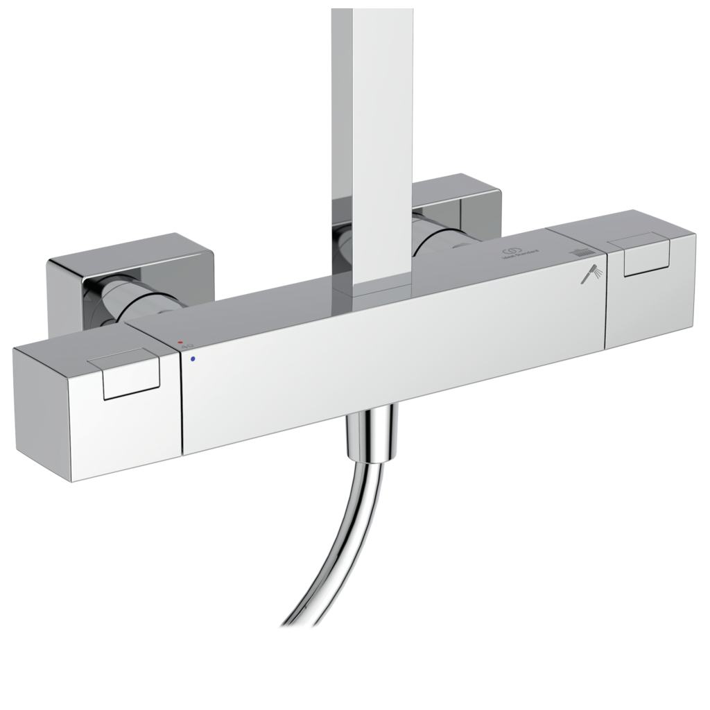 Термостатна душ колона Ceratherm C100 - Ideal Standard, хромирана стенна термостатна смесителна колона за баня, онлайн магазин KERANOVA