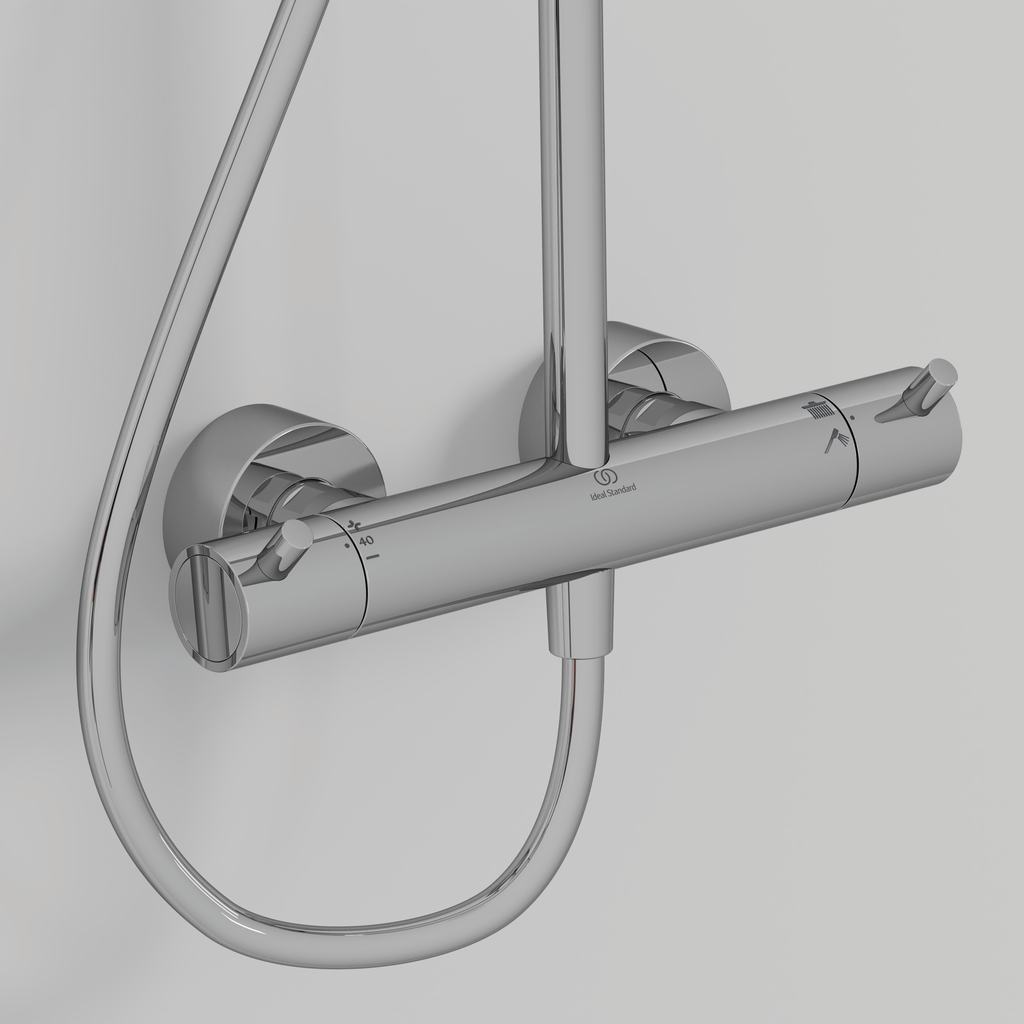Термостатна душ колона Ceratherm T125 - Ideal Standard, стенен термостатен смесител с мет. ръкохватки за онлайн магазин KERANOVA
