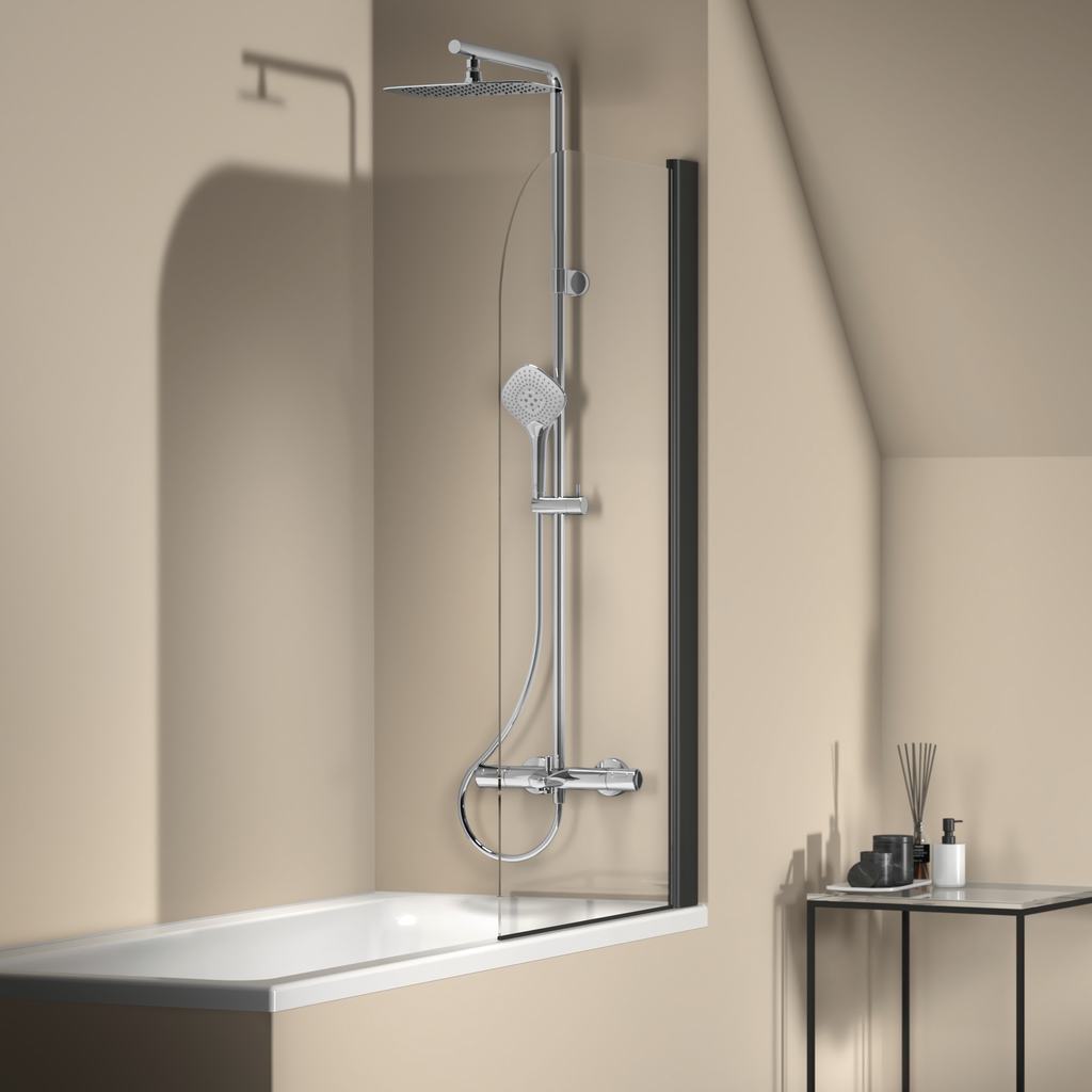 Термостатна душ колона с чучур Ceratherm T100 - Ideal Standard в модерна баня, стенен термостатен смесител за вана/душ - KERANOVA