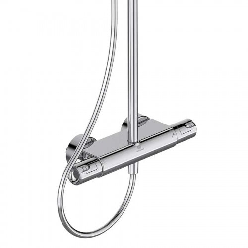 Термостатна душ колона Ceratherm T50 - Ideal Standard хром, стенен термостатен смесител с шлаух и щанга за онлайн магазин KERANOVA