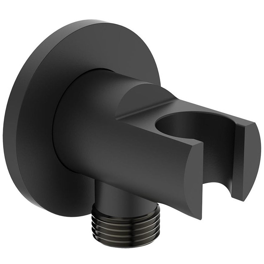 Комплект за вграждане Ceratherm T100 Silk Black - Ideal Standard черен метален държач за слушалка с вградено уплътнение за душ KERANOVA