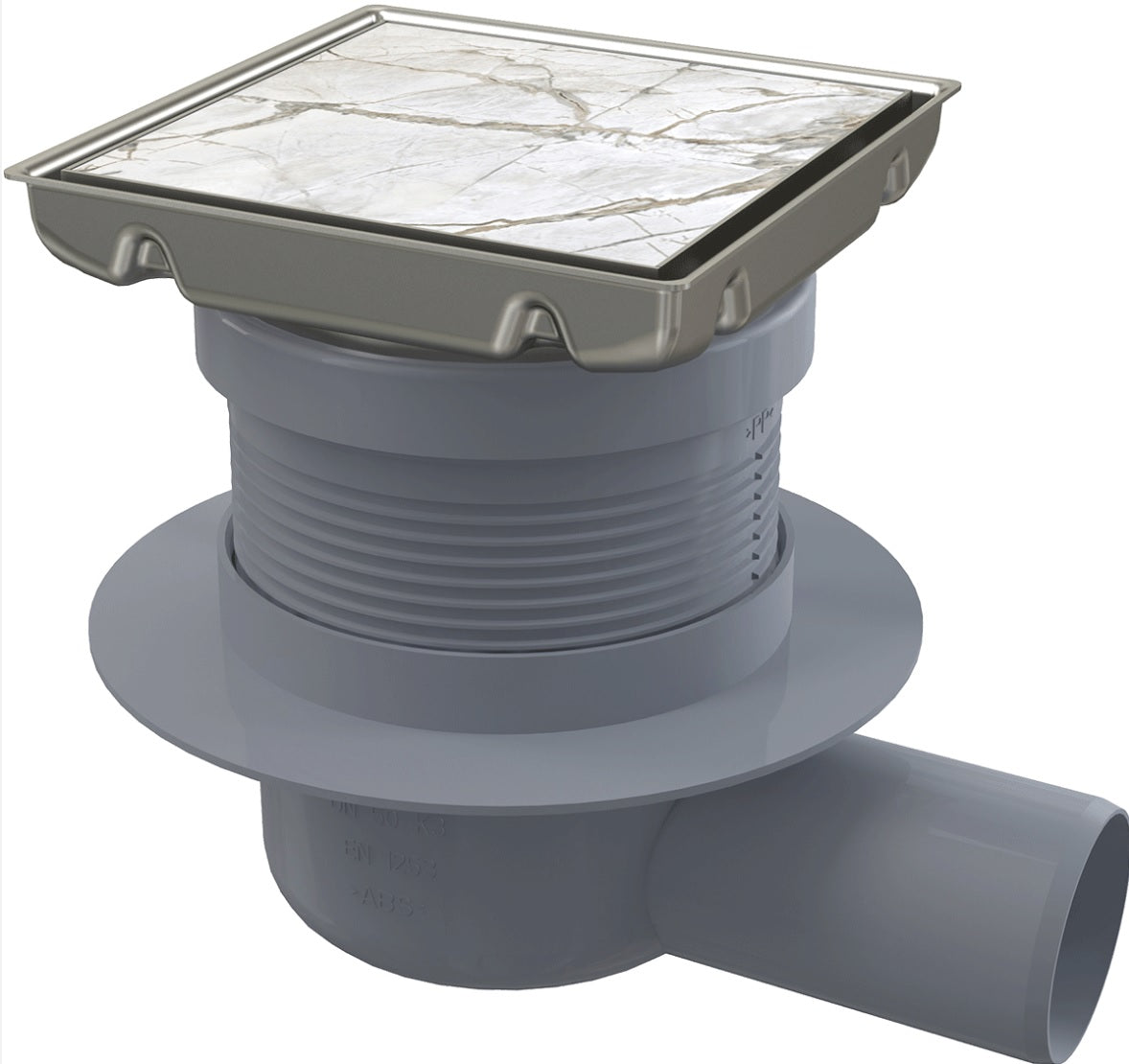 Подов сифон APV140 за плочка или плътна решетка - Alpcaplast, страничен изход Ф50, воден затвор, онлайн магазин KERANOVA