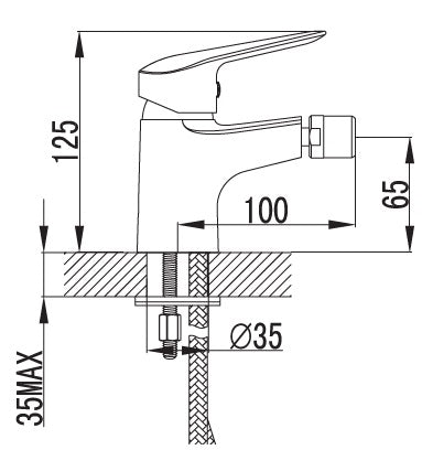 Смесител за биде Easter - стоящ смесител за биде, монтажни размери 125 мм височина, изход 100 мм, KERANOVA онлайн магазин