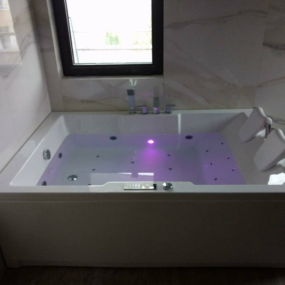 Хидромасажна вана Atina 180x120 см. бяла правоъгълна вана Smaragd серия, PMMA/ABS/GRP конструкция с LED осветление - KERANOVA онлайн магазин