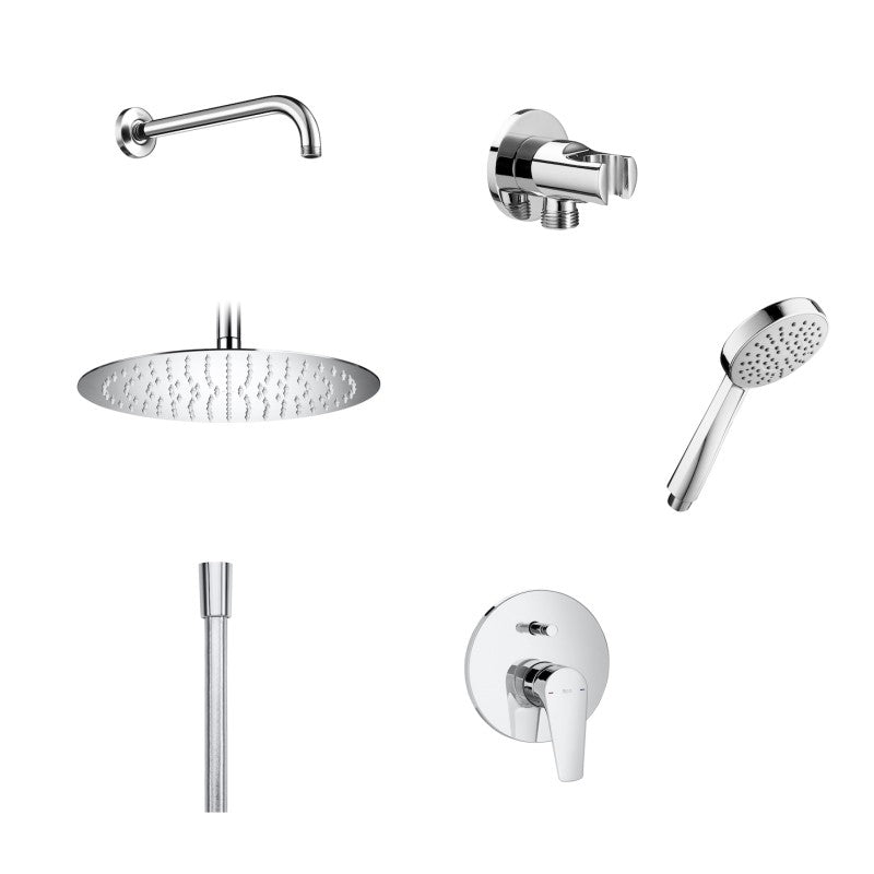 Вграден комплект Atlas със Slim пита Ф30 см -  Roca комплект душ система с Raindream пита 30 см, слушалка Stella, държач и смесител - KERANOVA