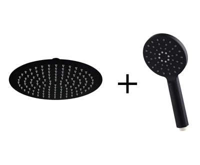Душ колона с чучур Wind Blu Round Matt Black - Aquagrif черна матова душ пита Ф25 см и ръчен душ за баня от KERANOVA