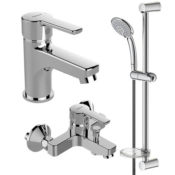 Calista КОМПЛЕКТ 3 В 1 - Vidima хром комплект смесители за мивка, вана/душ и тръбно окачване KERANOVA