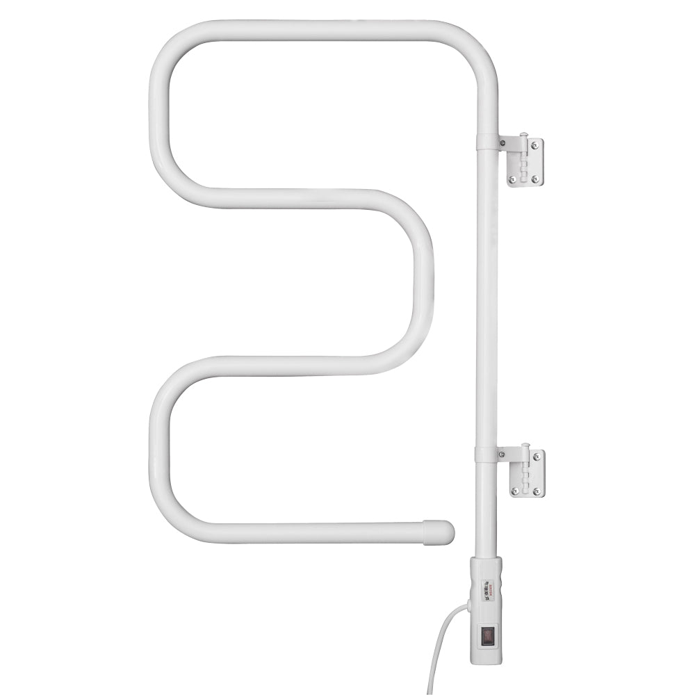 Електрически радиатор стойка за кърпи - бял, стенен електрически хавлийник 74x40 см, 80W, с бутон, кабел 1.2 м, IP21 - KERANOVA