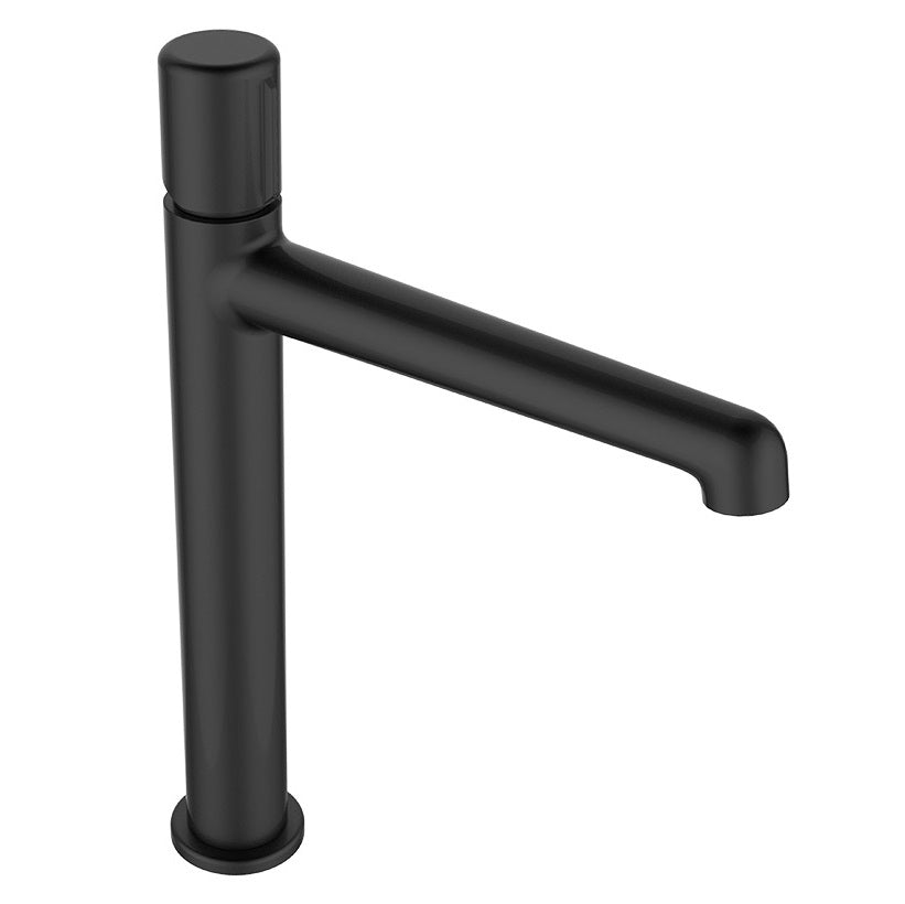 Alt Tag: Смесител за мивка Pretto Black XL - Laveo черен висок смесител за мивка без изпразнител, онлайн магазин за обзавеждане за бани KERANOVA