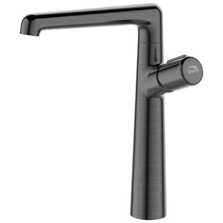 Смесител за мивка Pretto Graphite XL - Laveo в графитен цвят, висок въртящ се чучур, без изпразнител, онлайн магазин за обзавеждане за бани KERANOVA