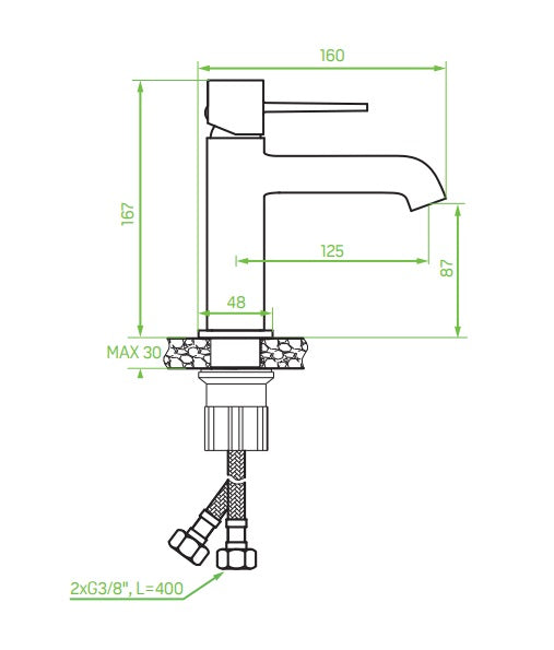 Смесител за мивка Pola - Laveo стоящ хром, размери 167x160mm, без изпразнител, онлайн магазин за обзавеждане за бани KERANOVA