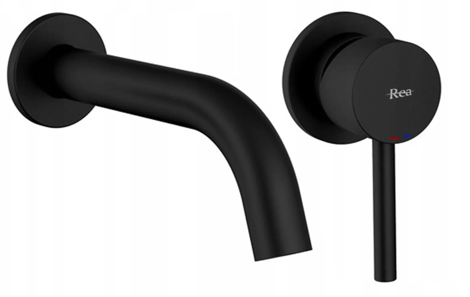 Стенен смесител за мивка Lungo Black Wall вграден черен мат, дължина чучура 16 см за онлайн магазин KERANOVA