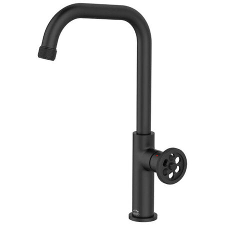 Кухненски смесител Muro Black - Laveo черен едноръкохватков смесител с ръкохватка-вентил за онлайн магазин KERANOVA