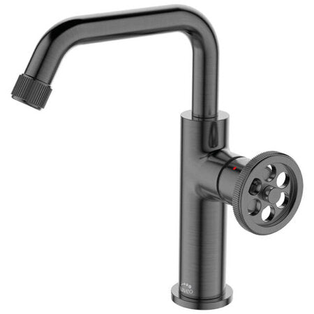 Смесител за мивка Muro Graphite - Laveo графитен стоящ смесител без изпразнител за онлайн магазин за бани KERANOVA